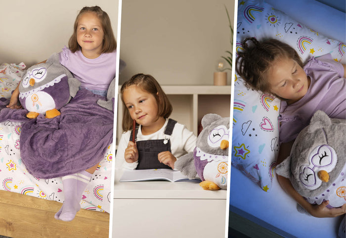 Esu „trys viename“ pelėda: antklodė, žaislas ar pagalvė.