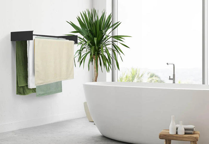 Sulankstomas dizainas, kad būtų maksimaliai išnaudota erdvė džiovinant drabužius.