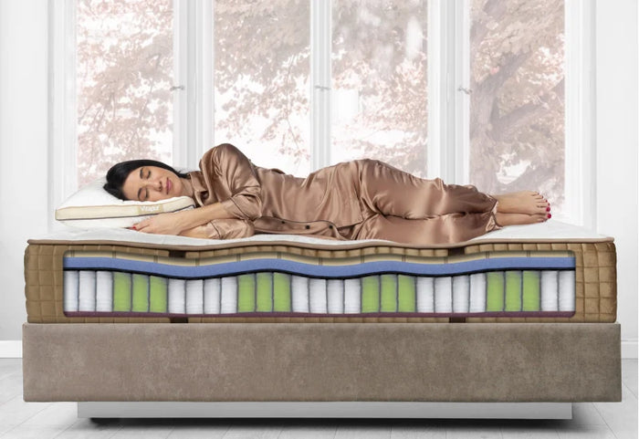 Pajuskite natūralų lateksą, merino vilną ir šilko pluoštus.