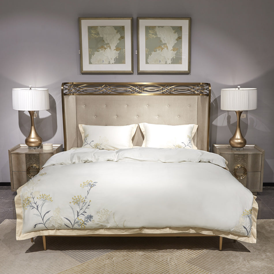 Medvilninio satino PREMIUM siuvinėta patalynė Zielda