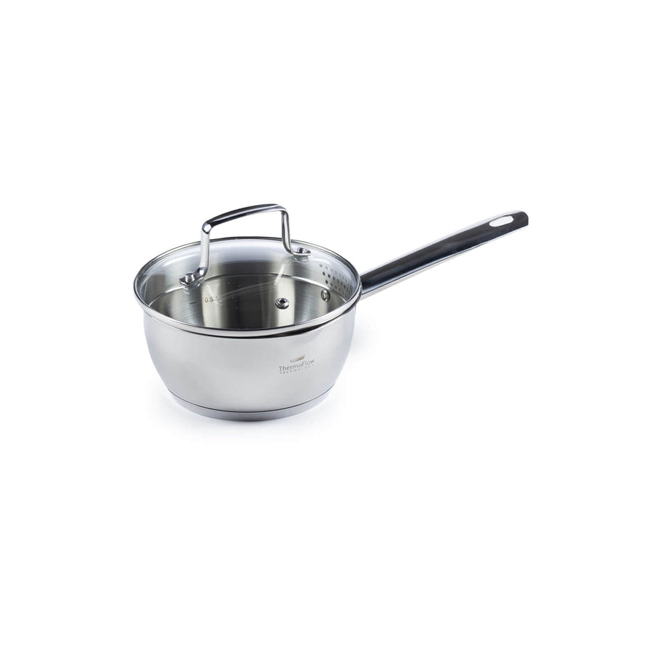 Rosmarino nerūdijančio plieno prikaistuvis su stikliniu dangčiu Pour&Cook II – 1,2 L, 16 cm