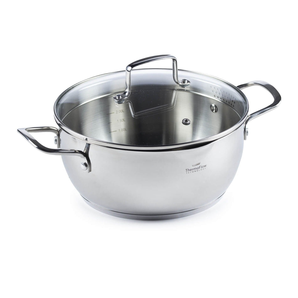 Rosmarino nerūdijančio plieno puodas su stikliniu dangčiu Pour&Cook II – 4,2 L, 24 cm