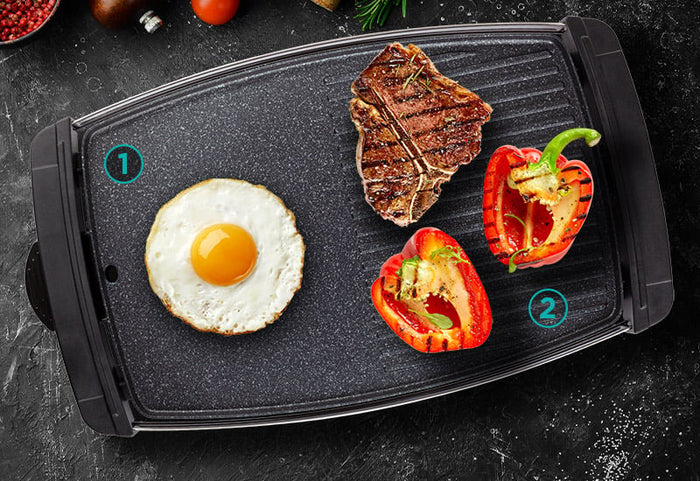 2 skirtingi paviršiai kiekvienam grilinimo stiliui.