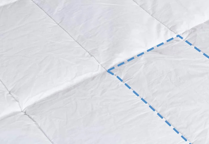 Dėl specialaus dygsniavimo užpildas tolygiai išsilaiko savo vietoje.