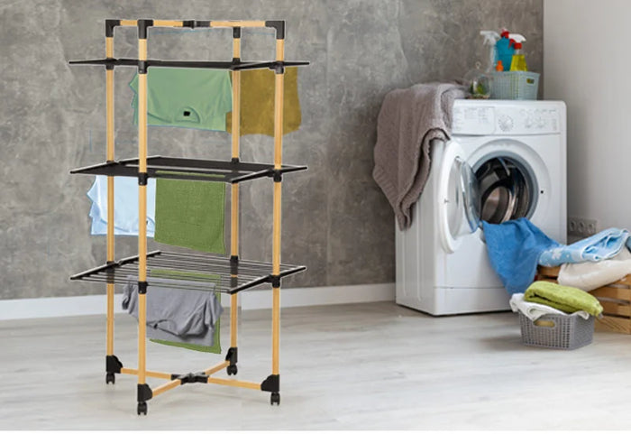 Taupo erdvę namuose, nes džiovinama vertikaliai.