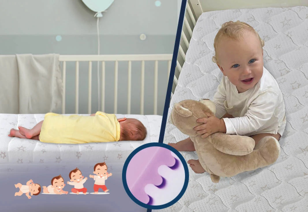 2 kietumo čiužiniai viename: čiužinys tinka ir naujagimiams, ir augantiems vaikams.