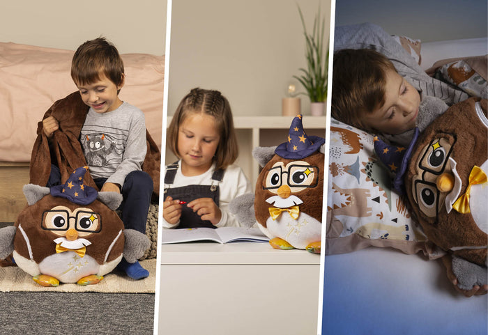 Esu „trys viename“ pelėda: antklodė, žaislas ar pagalvė.