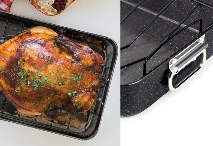 Kepimo skarda su grotelių rėmeliu – sveikesniam kepimui ir traškiai plutelei.