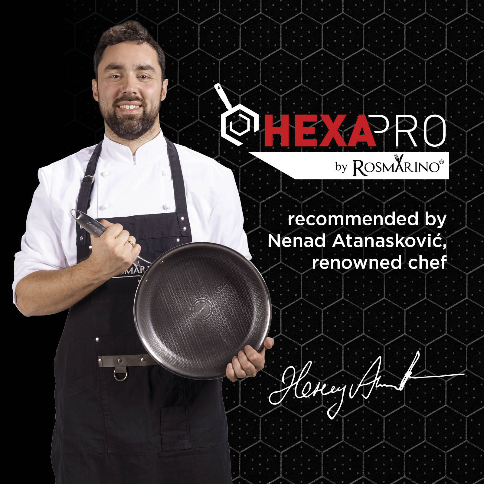 9 dalių Rosmarino HexaPRO puodų ir keptuvių rinkinys su dangčiais