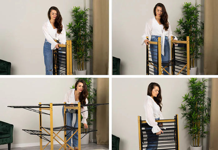 Išdžiovinkite dar daugiau skalbinių ant 4 sulankstomų sparnų.