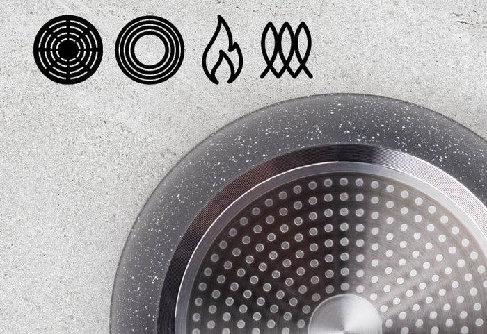 Tinka naudoti ant visų tipų viryklių, įskaitant indukcines.