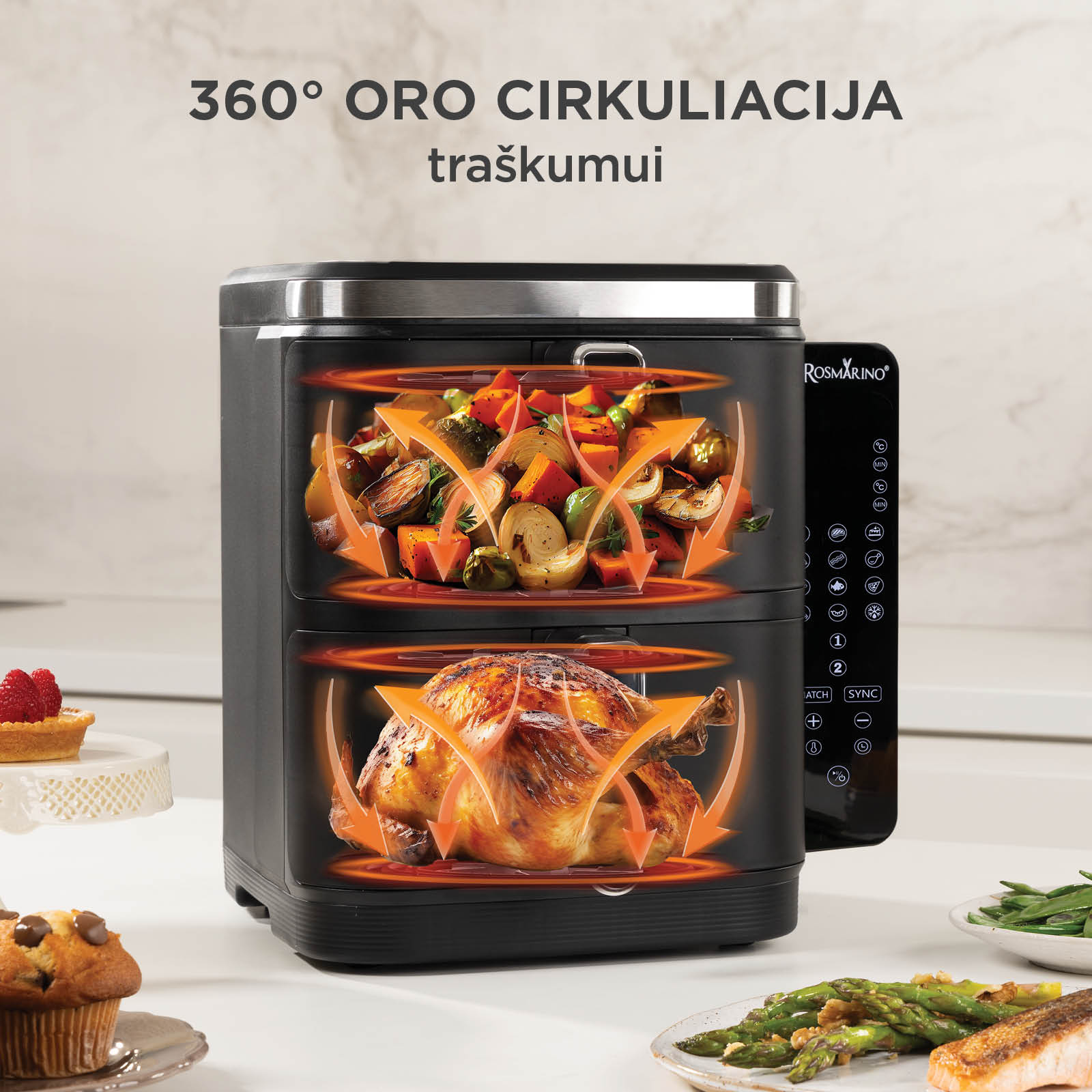 Karšto oro gruzdintuvė Rosmarino Tower XXL – 10,4 L – Vitapur