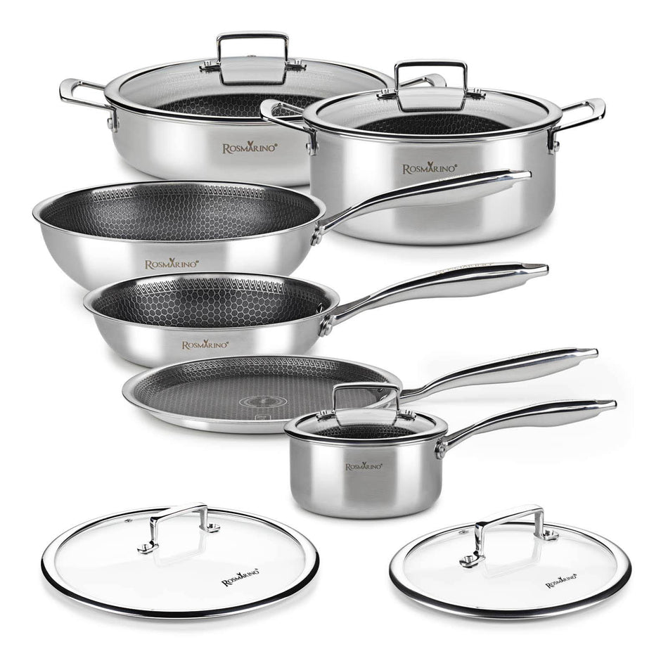 11 dalių Rosmarino HexaPro puodų ir keptuvių rinkinys su dangčiais