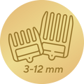 4 šukos plaukų ilgiui 3–12 mm
