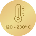 Temperatūros diapazonas 120–230 °C